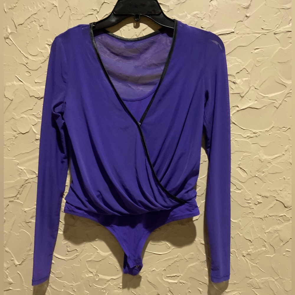 ❤️❤️BEBE WRAP FRONT mesh BODYSUIT purple